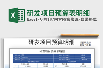 2021年研發(fā)項(xiàng)目預(yù)算表明細(xì)