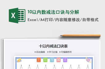 2021年10以內(nèi)數(shù)減法口訣與分解
