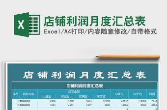 2021年店鋪利潤(rùn)月度匯總表
