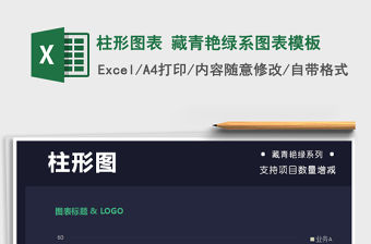 2021年柱形圖表 藏青艷綠系圖表模板