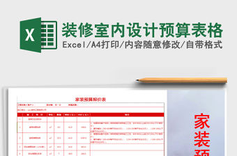 2021年裝修室內設計預算表格