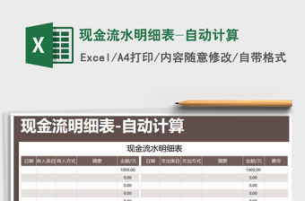 2021年現(xiàn)金流水明細表-自動計算