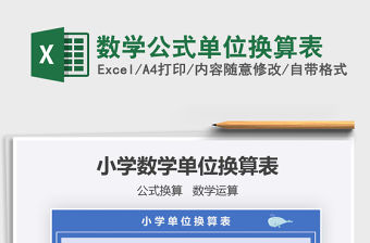 2021年數學公式單位換算表