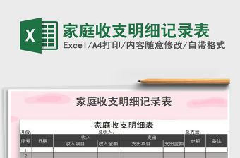 2021年家庭收支明細記錄表