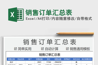 2021年銷售訂單匯總表