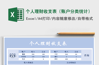 2021年個人理財收支表（賬戶分類統(tǒng)計）