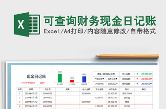 2021年可查詢財務(wù)現(xiàn)金日記賬