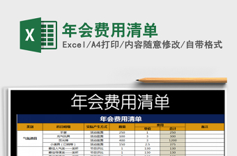 2021年年會(huì)費(fèi)用清單