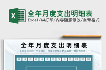 2021年全年月度支出明細表