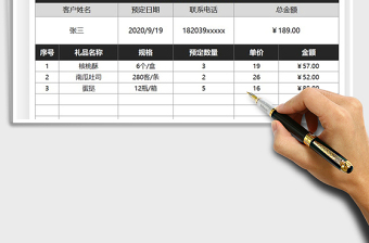 2021年客户预定商品费用统计表