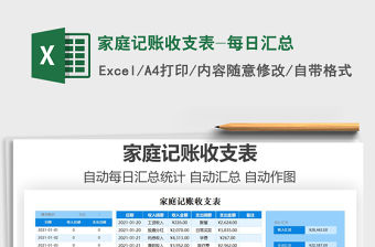 2021年家庭記賬收支表-每日匯總