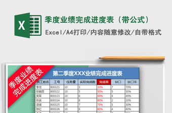 2021年季度業(yè)績(jī)完成進(jìn)度表（帶公式）