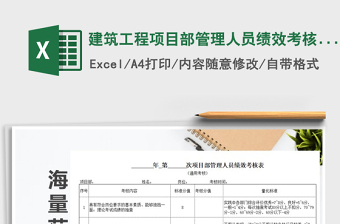 2021年建筑工程項(xiàng)目部管理人員績(jī)效考核表