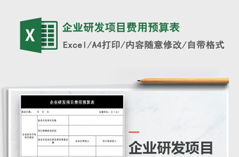 2021年企業研發項目費用預算表