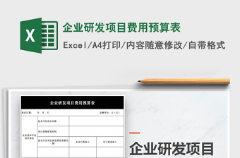 2021年企业研发项目费用预算表