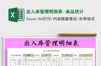 2021年出入庫管理明細表-單品統(tǒng)計