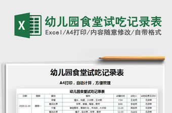 2021年幼兒園食堂試吃記錄表