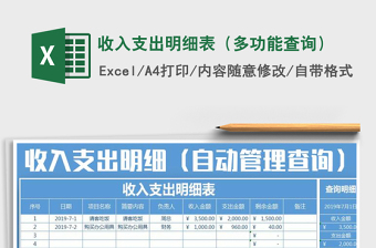 2021年收入支出明細(xì)表（多功能查詢）