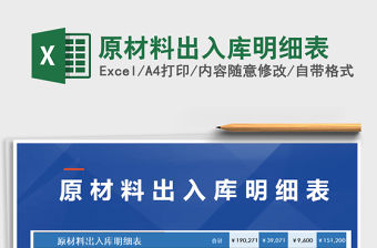 2021年原材料出入庫明細表