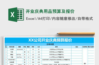 2021年開業慶典用品預算及報價