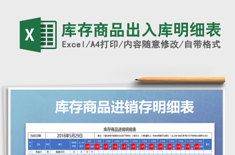 2021年庫存商品出入庫明細(xì)表