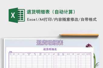 2021年退貨明細(xì)表（自動計算）
