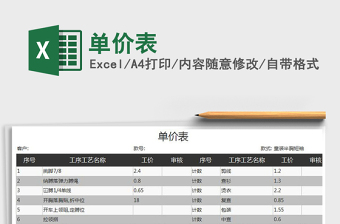 2021年單價表