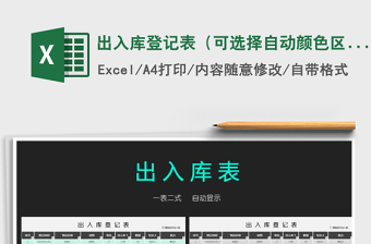 2021年出入库登记表（可选择自动颜色区分出入库）