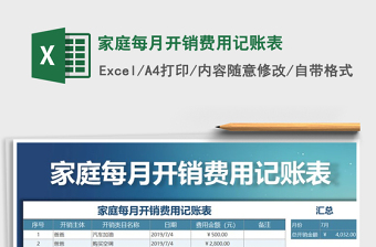 2021年家庭每月開(kāi)銷費(fèi)用記賬表