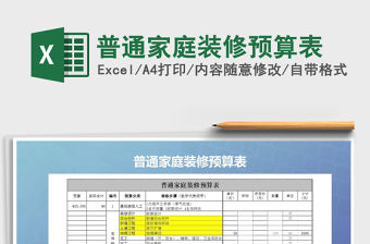 2021年普通家庭裝修預算表