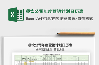 2021年餐飲公司年度營銷計劃日歷表