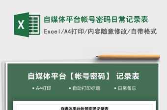 2021年自媒體平臺帳號密碼日常記錄表