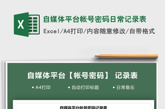 2021年自媒體平臺(tái)帳號(hào)密碼日常記錄表