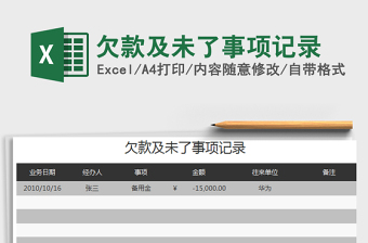 2021年欠款及未了事項(xiàng)記錄