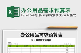 2021年辦公用品需求預算表免費下載