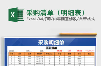 2021年采購(gòu)清單（明細(xì)表）