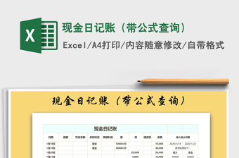 2021年現(xiàn)金日記賬（帶公式查詢）