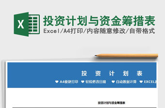 2021年投資計劃與資金籌措表