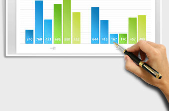 2022年藍綠清新系列柱形圖