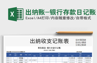 2021年出納賬-銀行存款日記賬