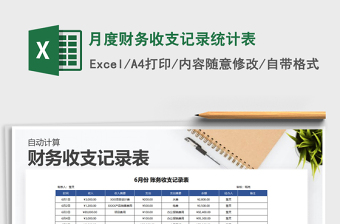 2021年月度財務收支記錄統(tǒng)計表
