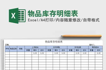 2021年物品庫存明細表