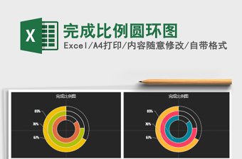 2022小清新彩色完成比例圆环图财务营销图表