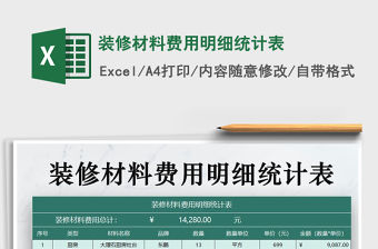 2021年裝修材料費用明細統(tǒng)計表