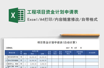 2021年工程項目資金計劃申請表