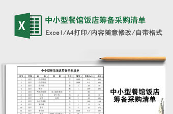 2021年中小型餐館飯店籌備采購(gòu)清單