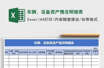 2021年車輛、設備資產(chǎn)情況明細表