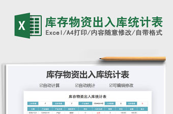 2021年庫存物資出入庫統(tǒng)計表