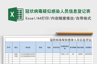 2021年冠狀病毒疑似感染人員信息登記表