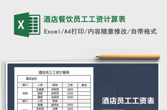 2021年酒店餐飲員工工資計算表